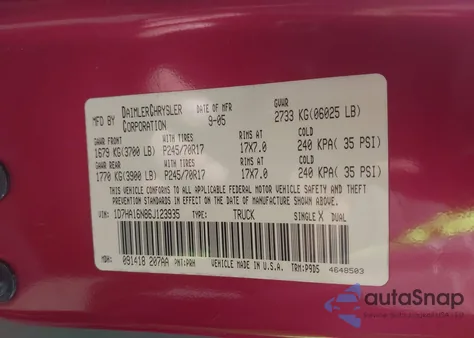 2006 Dodge Ram 1500 St z USA, uszkodzony, nr VIN 1D7HA16N86J123935